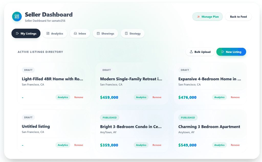 Seller Dashboard — manage all your listings in one place